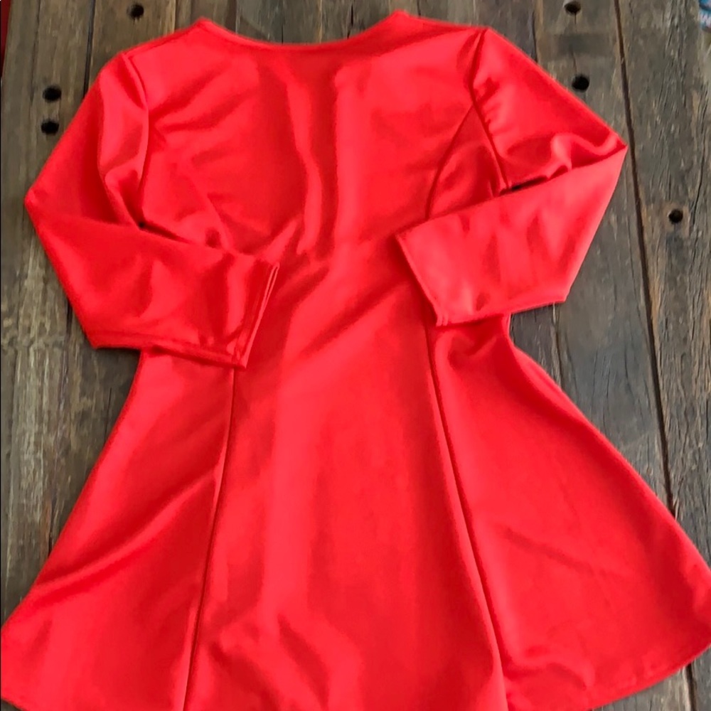 Long Sleeve Flared Red Dress Medium
